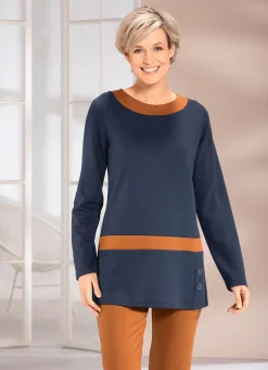 Sweatshirt mit Kontrastblende in 2 Farben