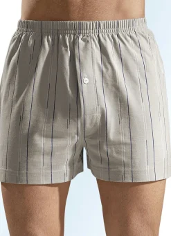 Viererpack Boxershorts, mit Eingriff, uni gestreift