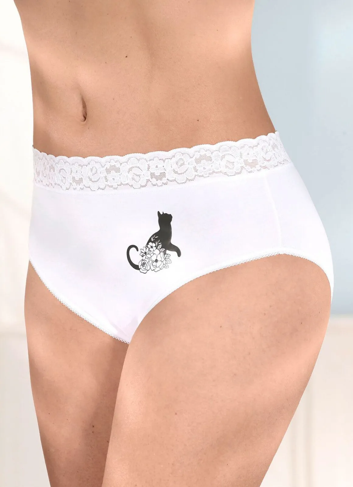 Viererpack Slips mit Katzenmotiv