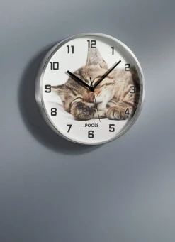 Wanduhr Katze mit Aluminium-Gehäuse