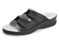 Zweierpack klassische Damen-Pantoletten, Weite H, mit Klettverschluss